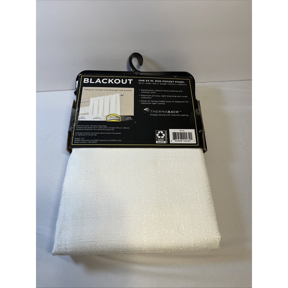 Eclipse Samara Blackout Energy-Efficient Thermal Curtain Panel, 42" x 63" White